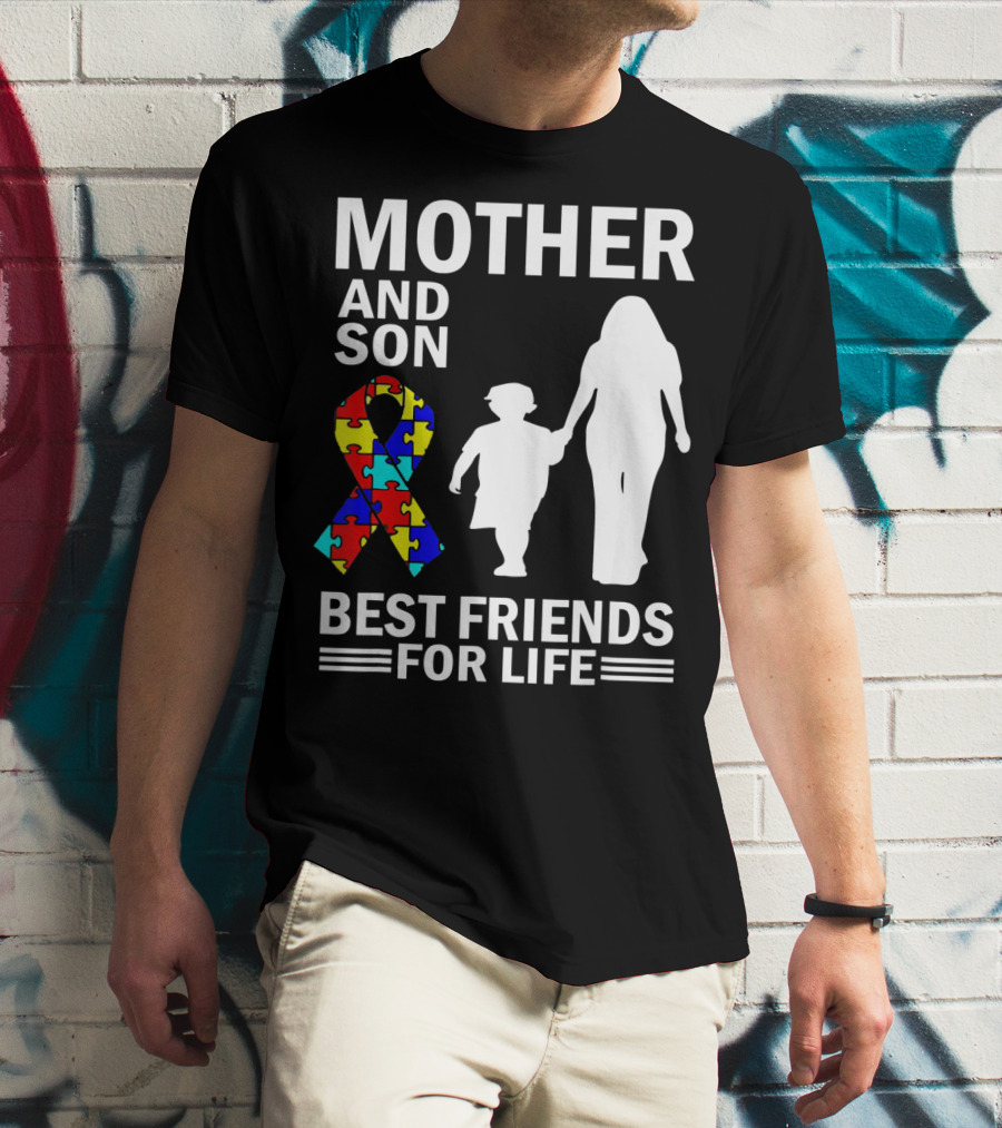 Mother And Son Autism Awareness Best Friends For Life Puzzle T-Shirt