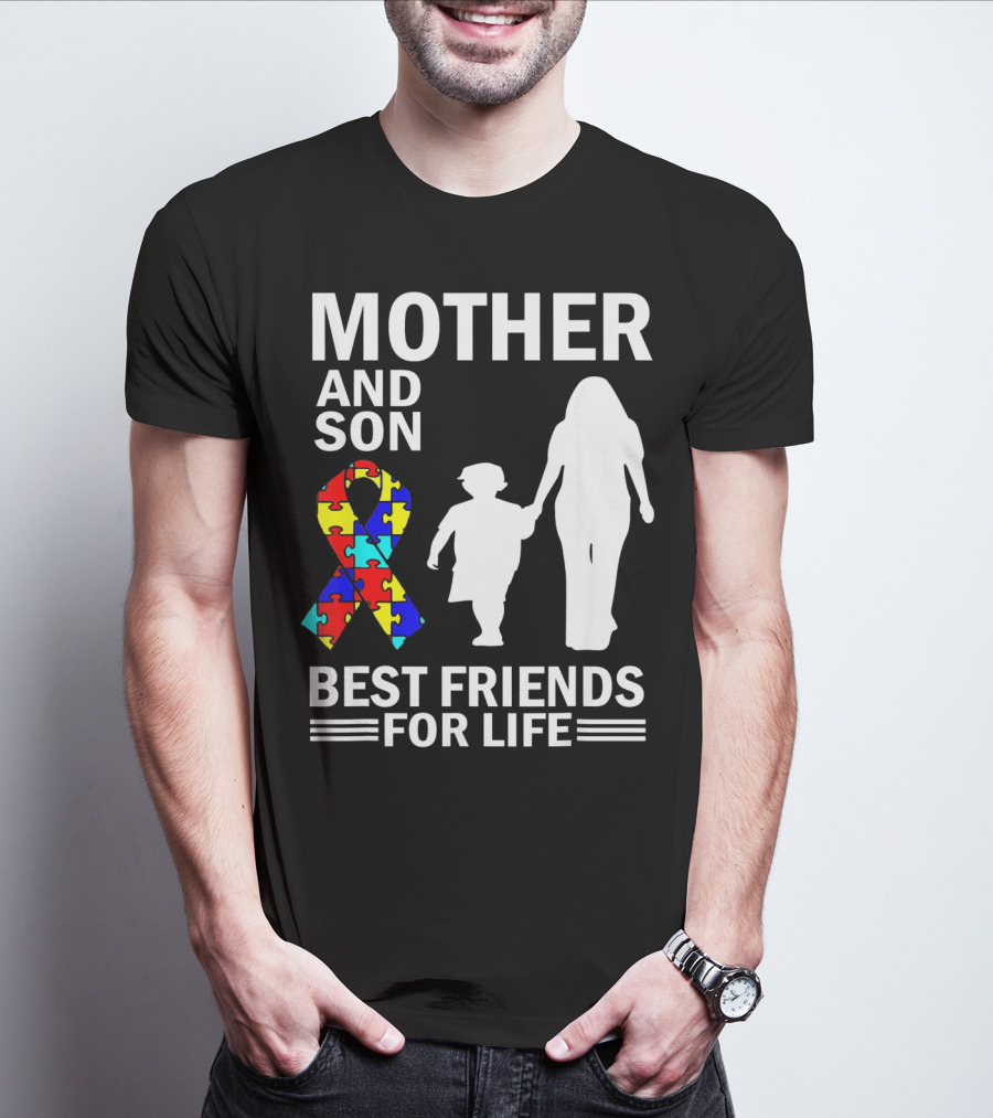 Mother And Son Autism Awareness Best Friends For Life Puzzle T-Shirt