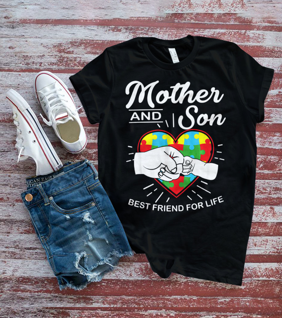 Mother And Son Autism Awareness Heart Best Friend For Life T-Shirt