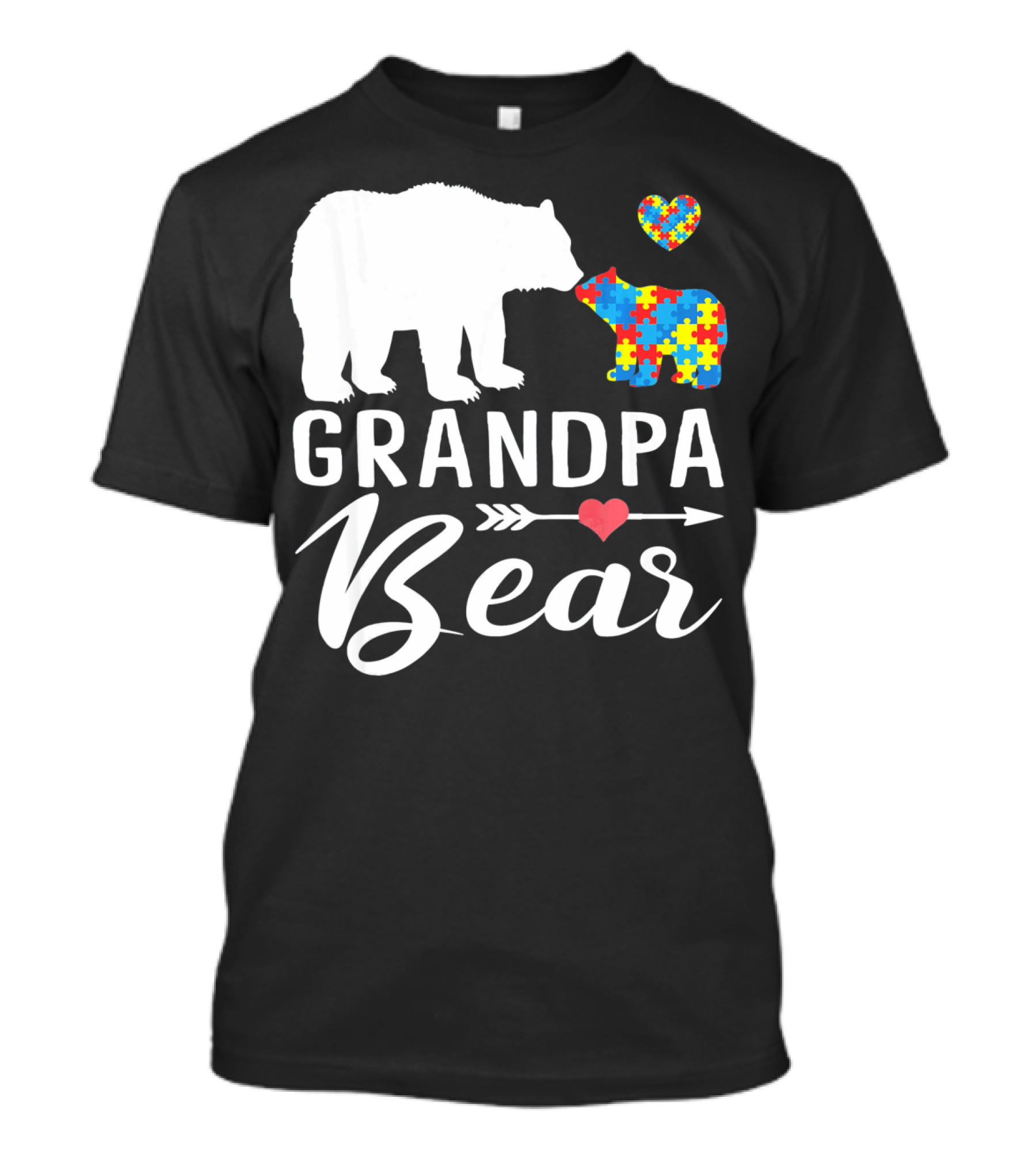 Grandpa Bear Autism Awareness Puzzle Heart Love T-Shirt
