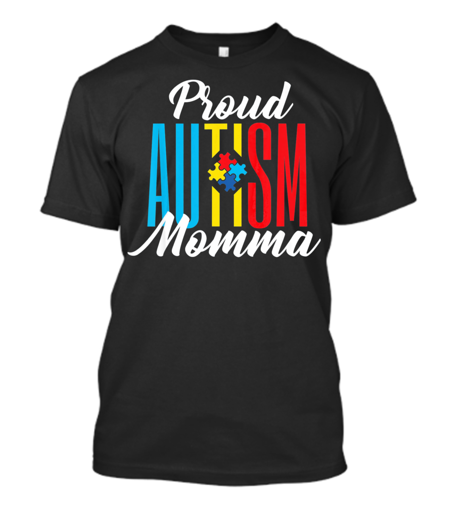 Proud Autism Momma Awareness Puzzle Pieces T-Shirt