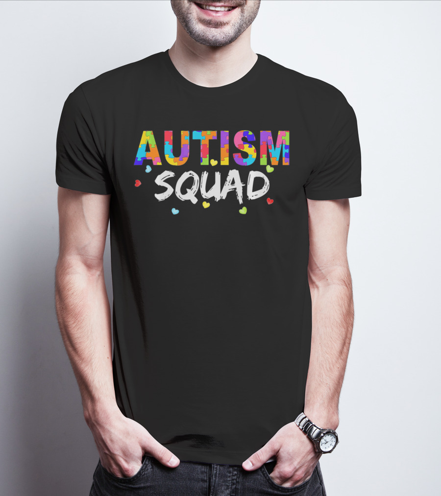 Autism Squad Puzzle Piece Heart Awareness T-Shirt