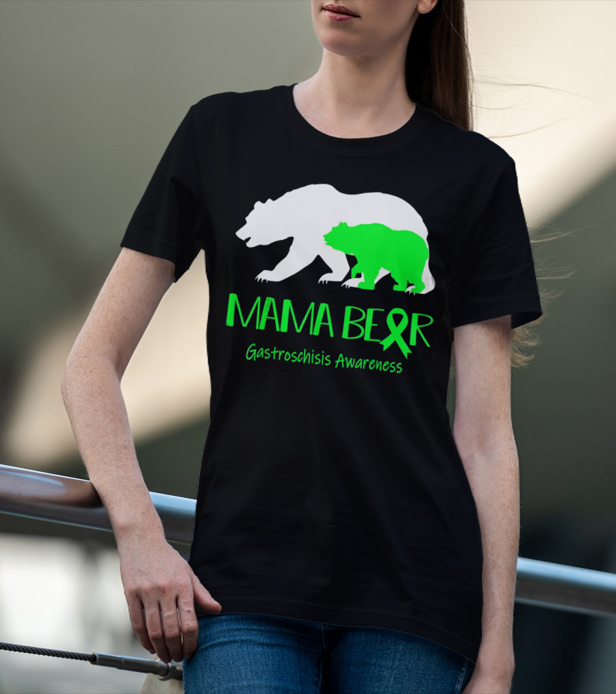 Mama Bear Gastroschisis Awareness Ribbon Symbol Bears T-Shirt