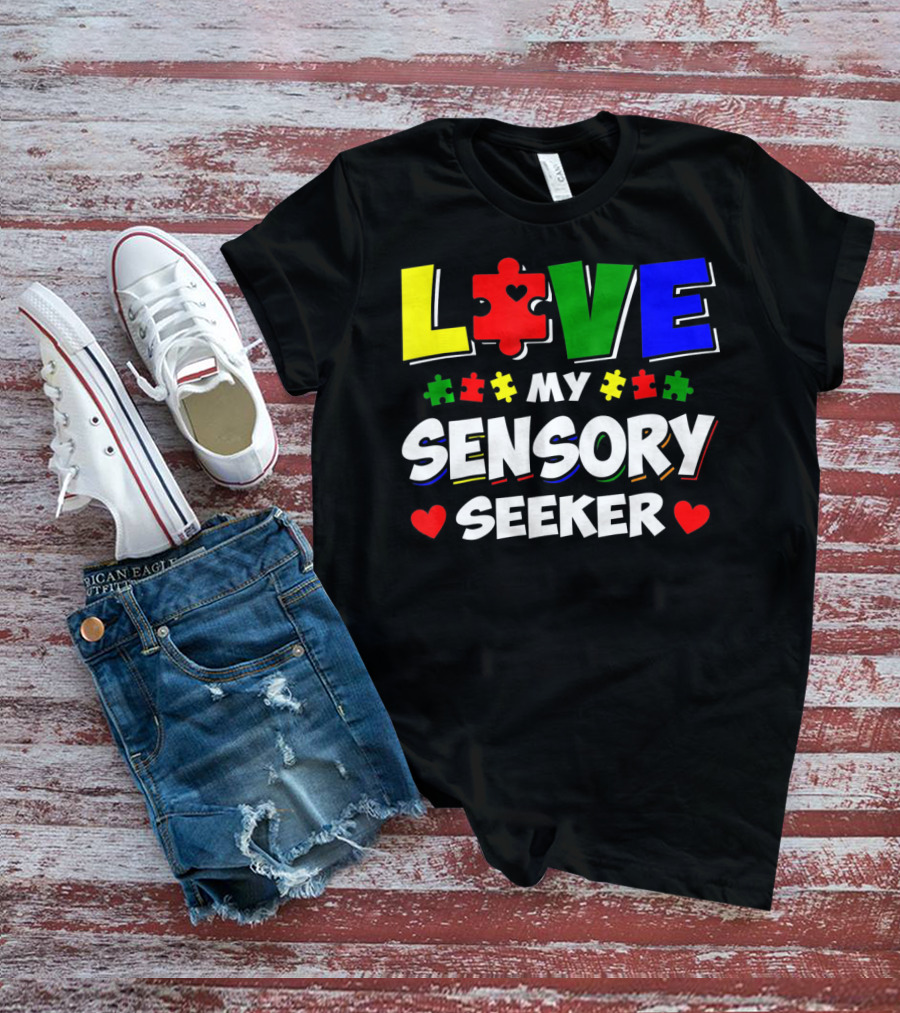 Love My Sensory Seeker Autism Awareness Day Puzzle T-Shirt