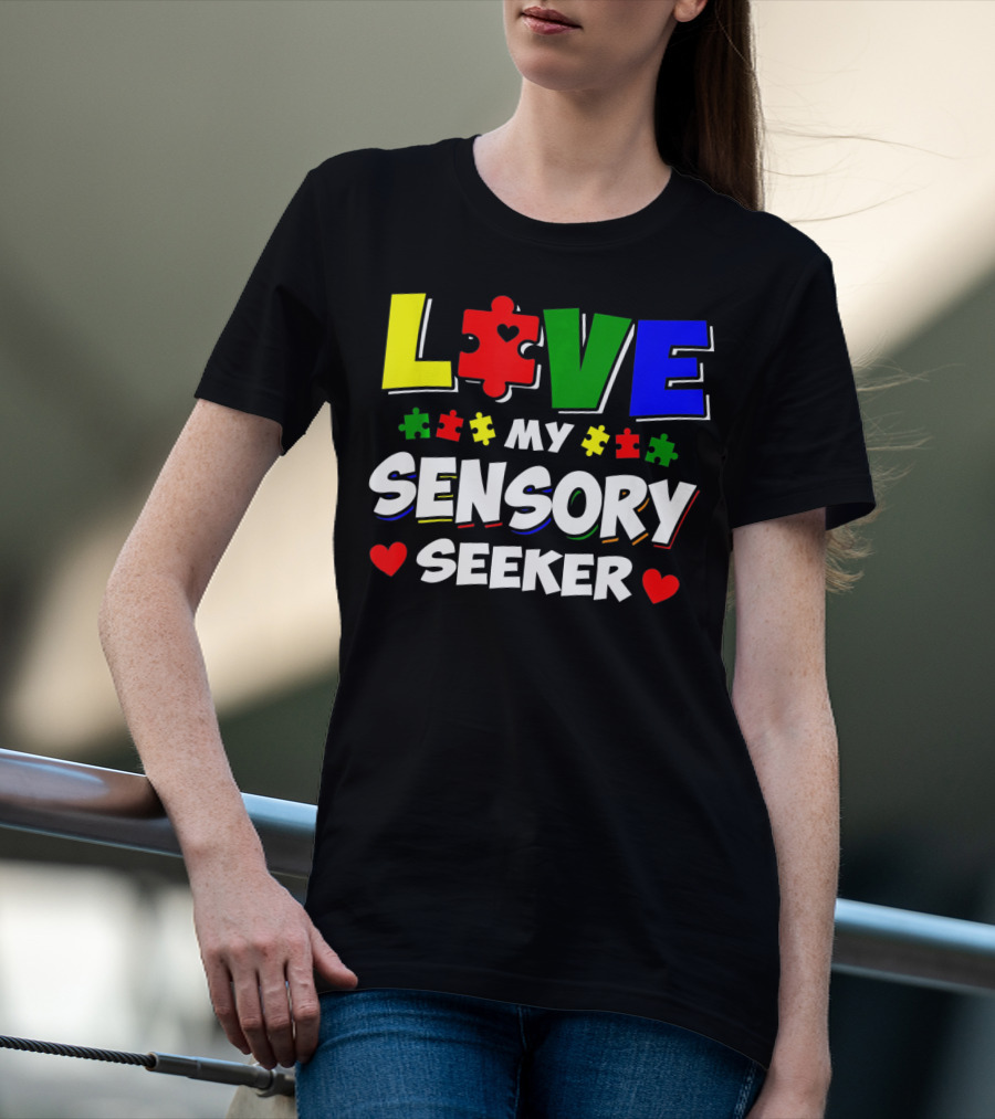Love My Sensory Seeker Autism Awareness Day Puzzle T-Shirt