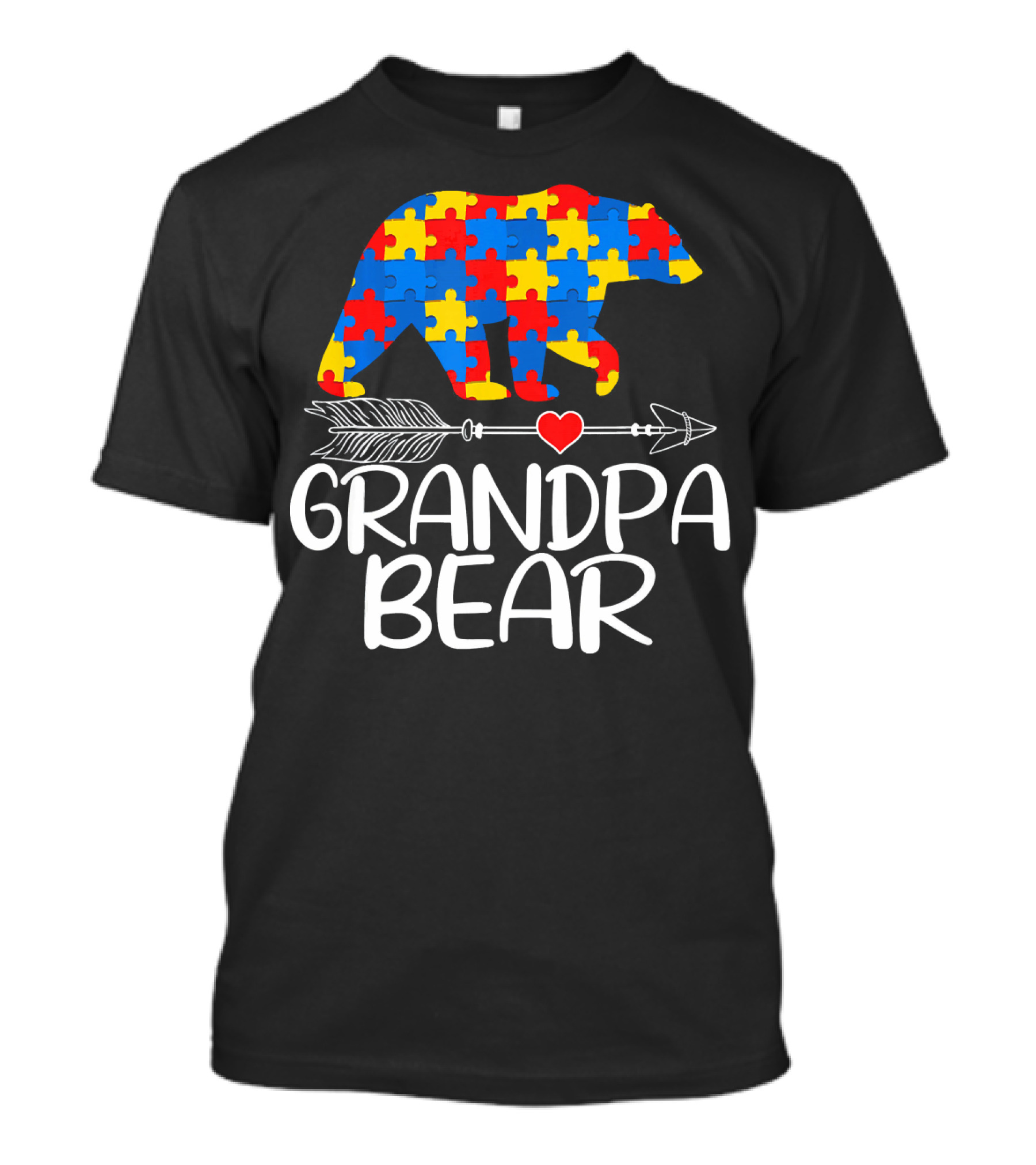 Grandpa Bear Autism Awareness Puzzle T-Shirt