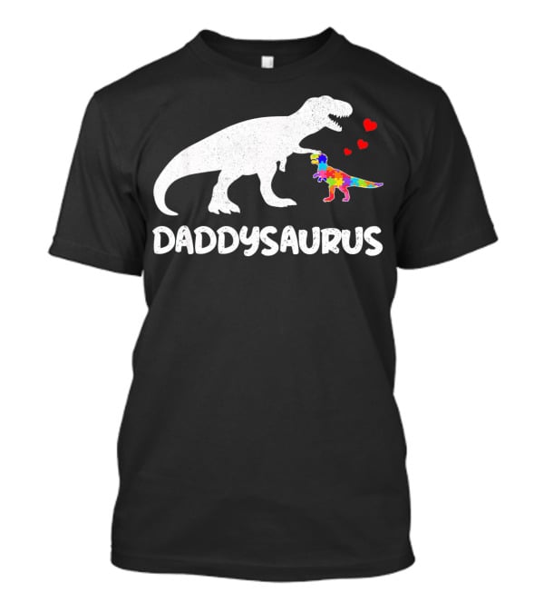 Daddysaurus Dinosaur Puzzle Heart Autism T-Shirt