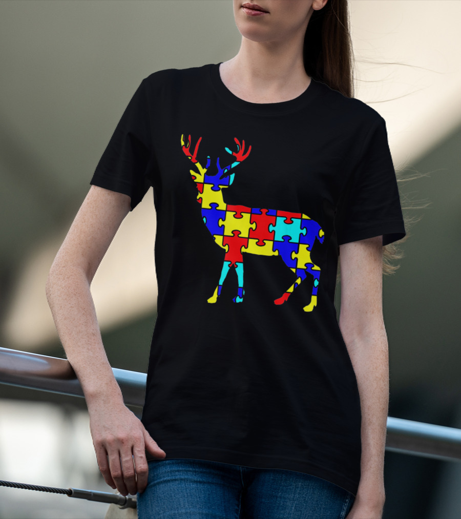 Deer Puzzle Autism Awareness Wildlife T-Shirt