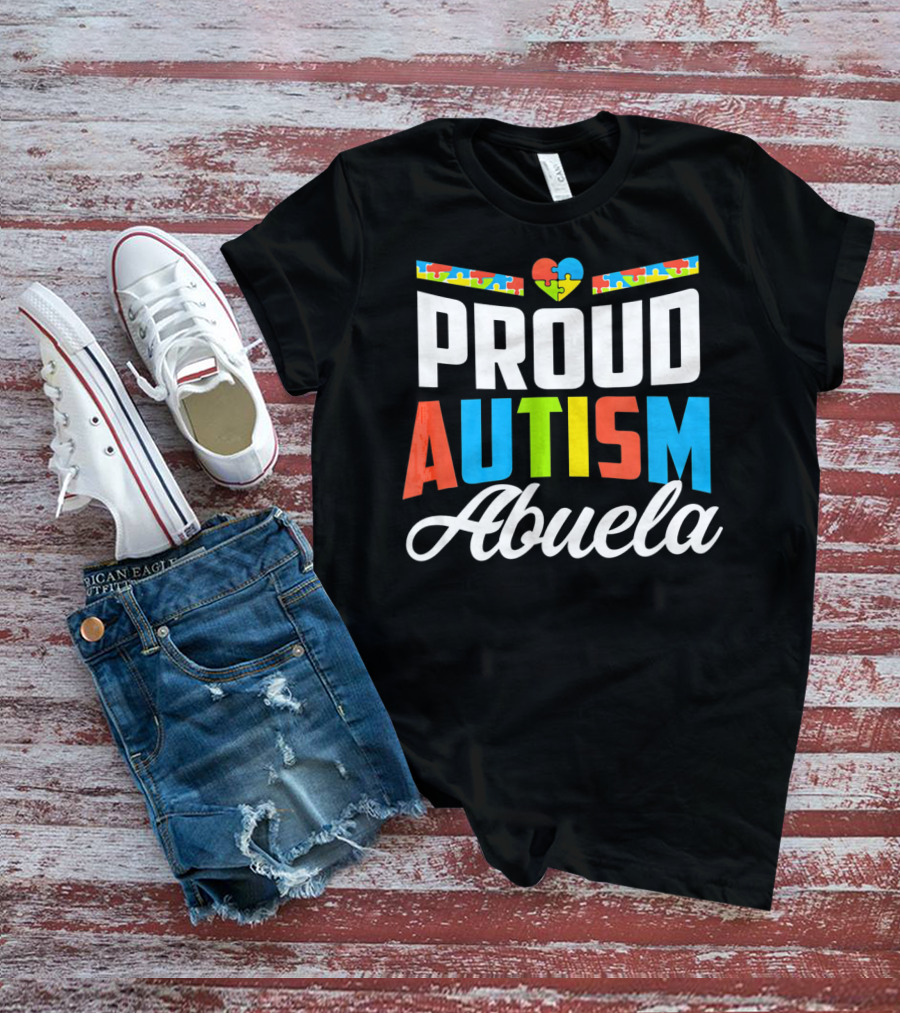 Proud Autism Abuela Heart Puzzle Awareness Support T-Shirt