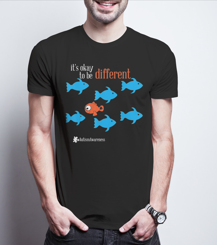 It's Okay To Be Different Autism Awareness Puzzle Fish T-Shirt