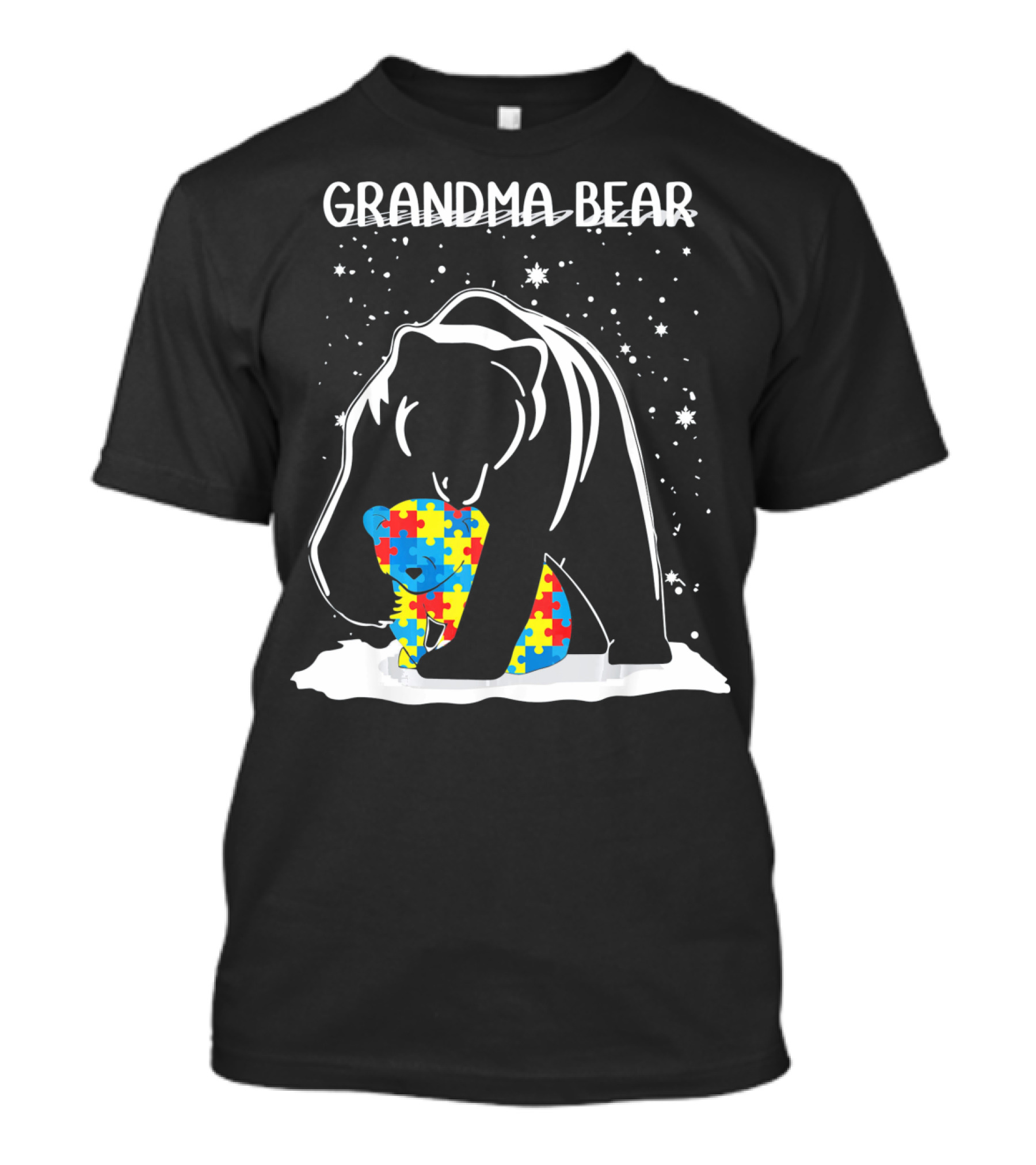 Grandma Bear With Puzzle Piece Bear For Autism Awareness T-Shirt