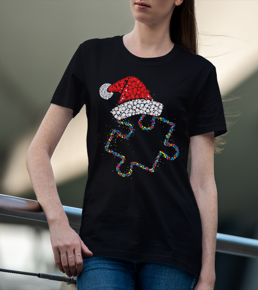 Puzzle Santa Merry Christmas Autism Awareness T-Shirt