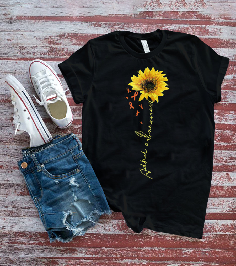 ADHD Awareness Sunflower Ribbon Warrior T-Shirt
