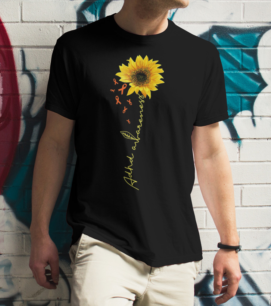 ADHD Awareness Sunflower Ribbon Warrior T-Shirt