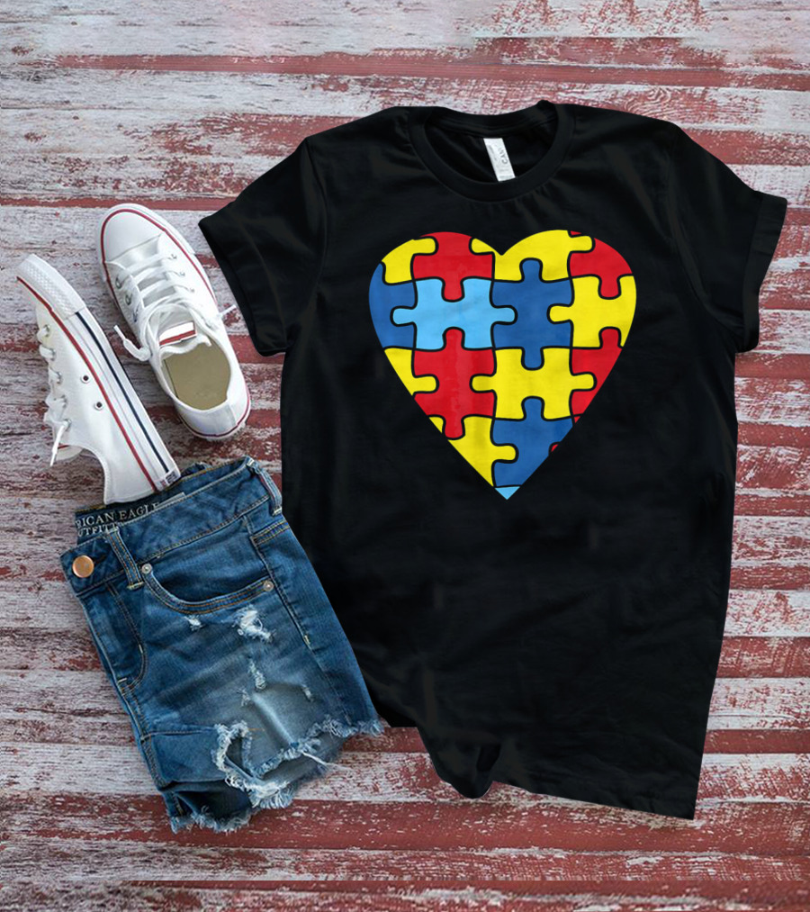 No Words Just Love Puzzle Heart Autism Awareness T-Shirt