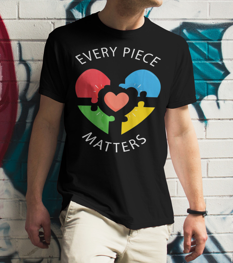 Every Piece Matters Puzzle Heart Colors Autism Awareness T-Shirt