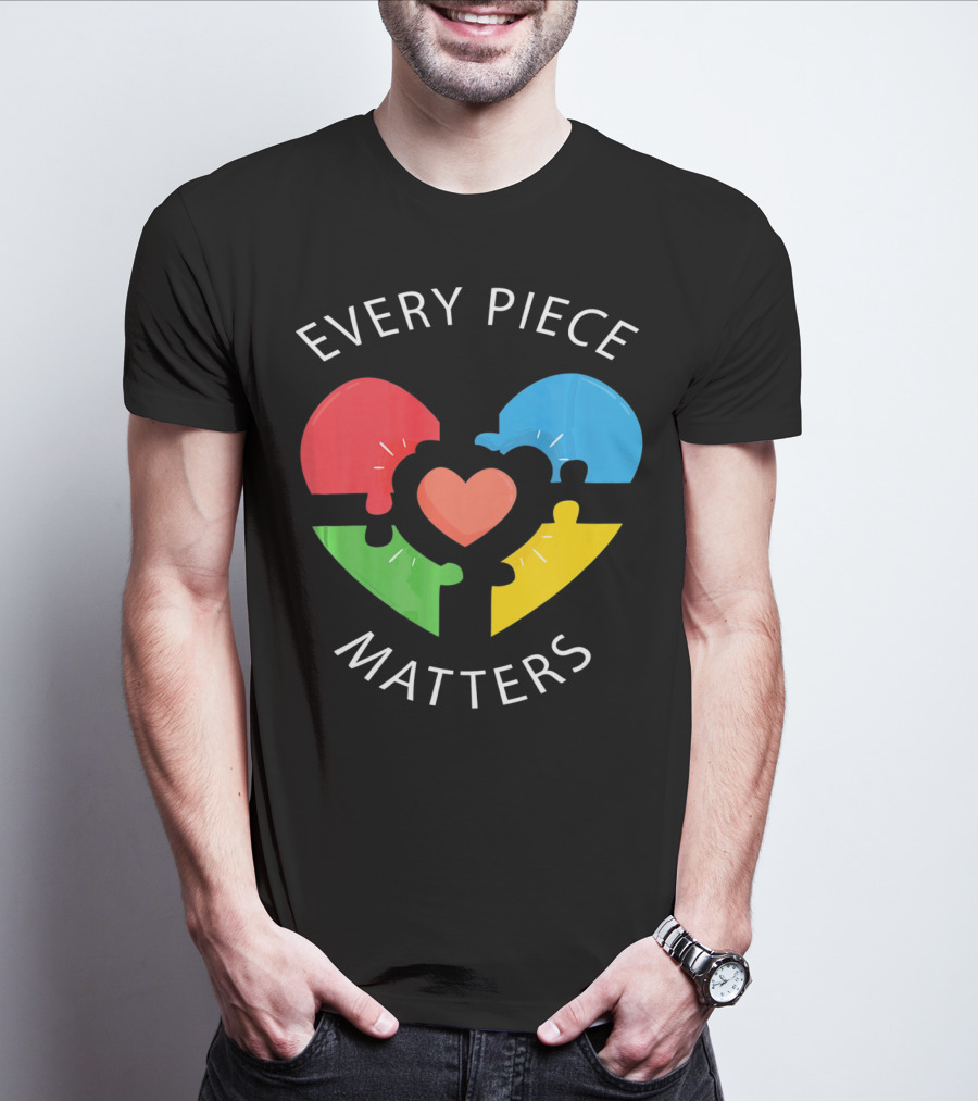 Every Piece Matters Puzzle Heart Colors Autism Awareness T-Shirt