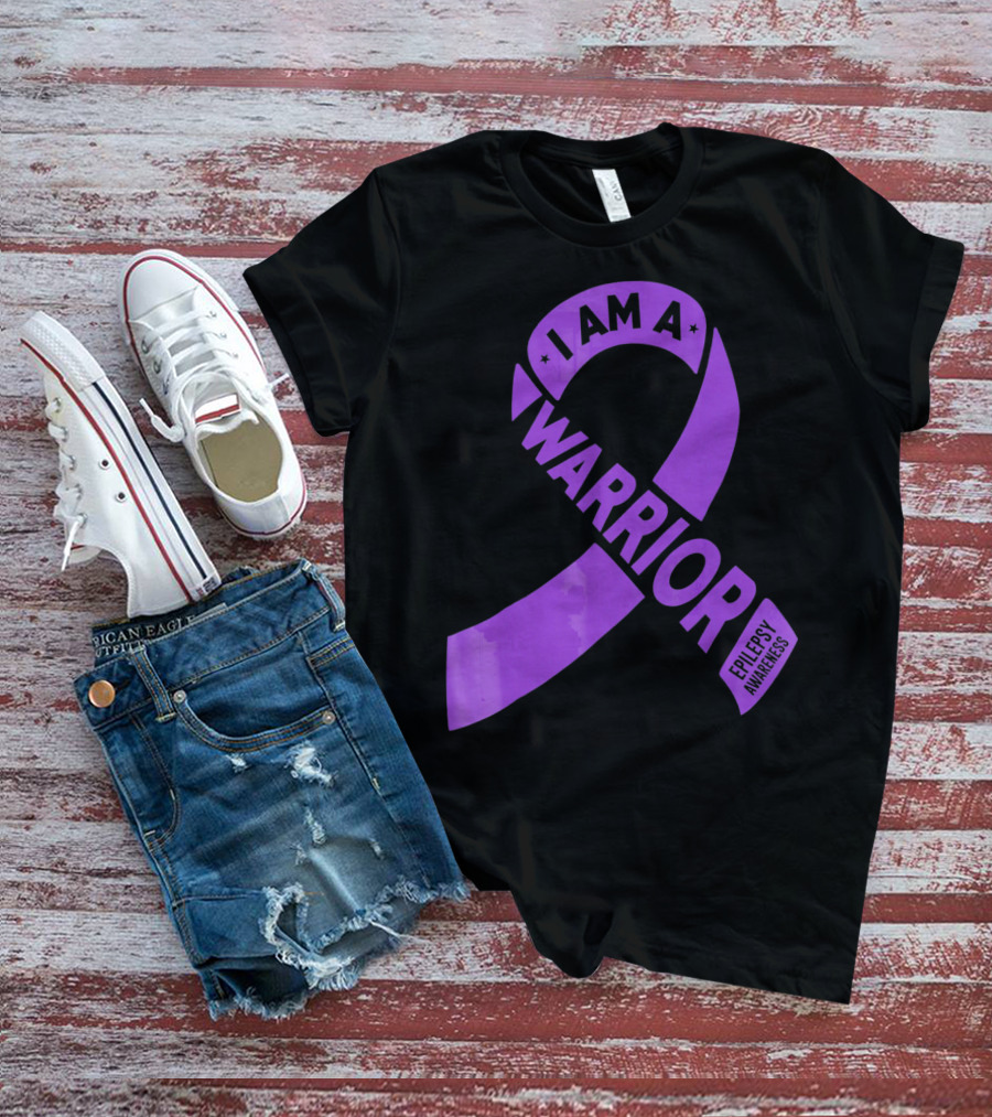 I Am A Warrior Purple Ribbon Epilepsy Awareness T-Shirt
