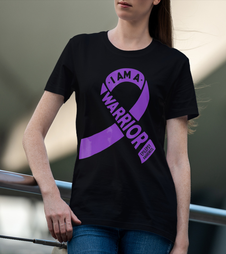 I Am A Warrior Purple Ribbon Epilepsy Awareness T-Shirt