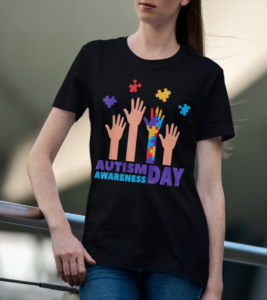 Autism Awareness Day Hands Puzzles T-Shirt