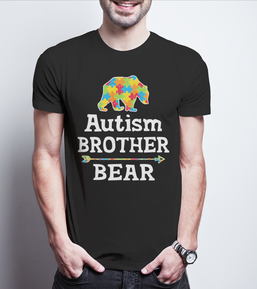 Autism Brother Bear Puzzle Piece Awareness Arrow T-Shirt