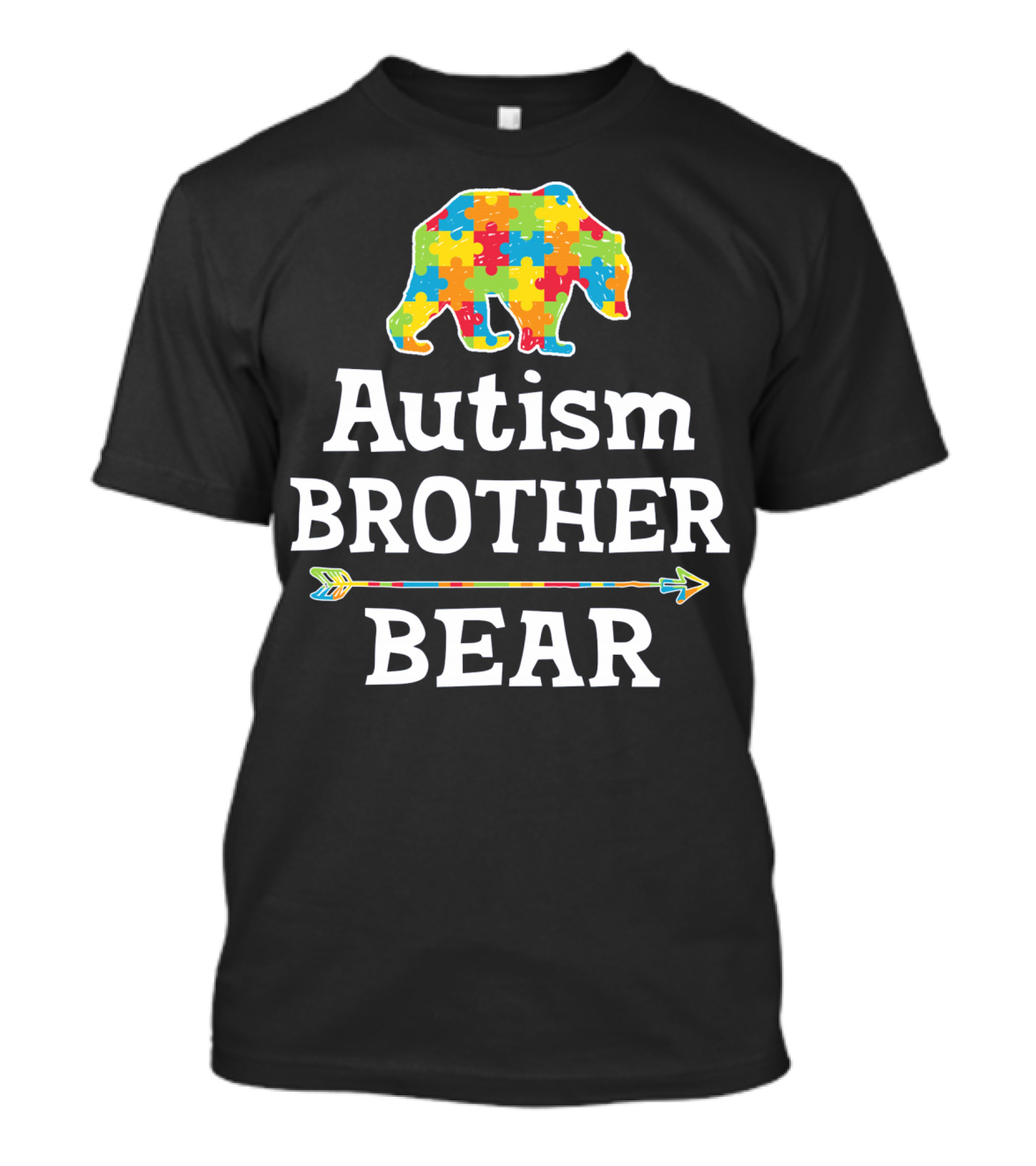 Autism Awareness BROTHER Bear Puzzle Piece Arrow T-Shirt