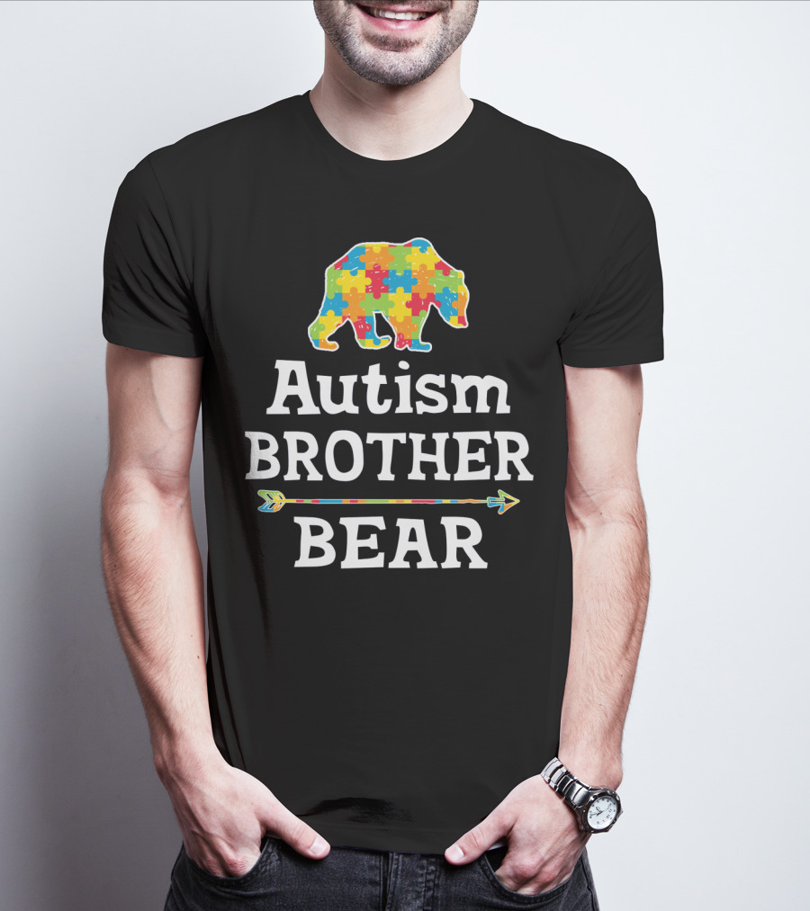 Autism Awareness BROTHER Bear Puzzle Piece Arrow T-Shirt