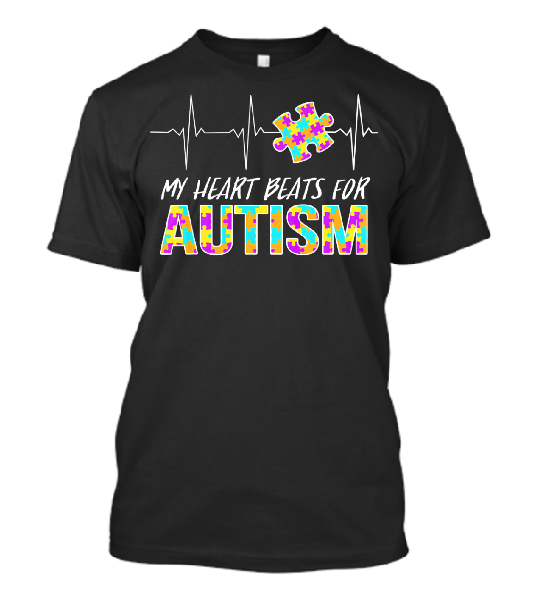 My Heart Beats For Autism Awareness Puzzle Piece T-Shirt