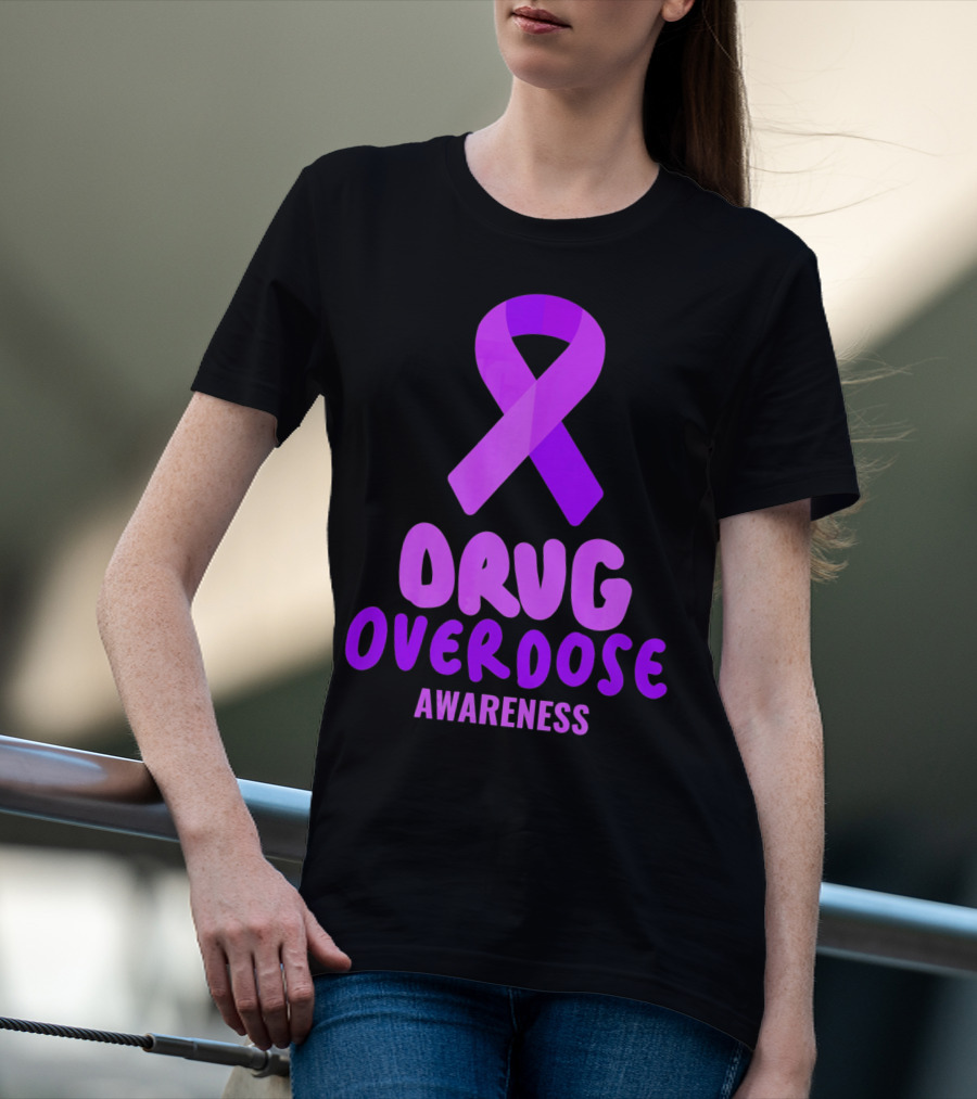 Drug Overdose Awareness Purple Ribbon Awareness T-Shirt