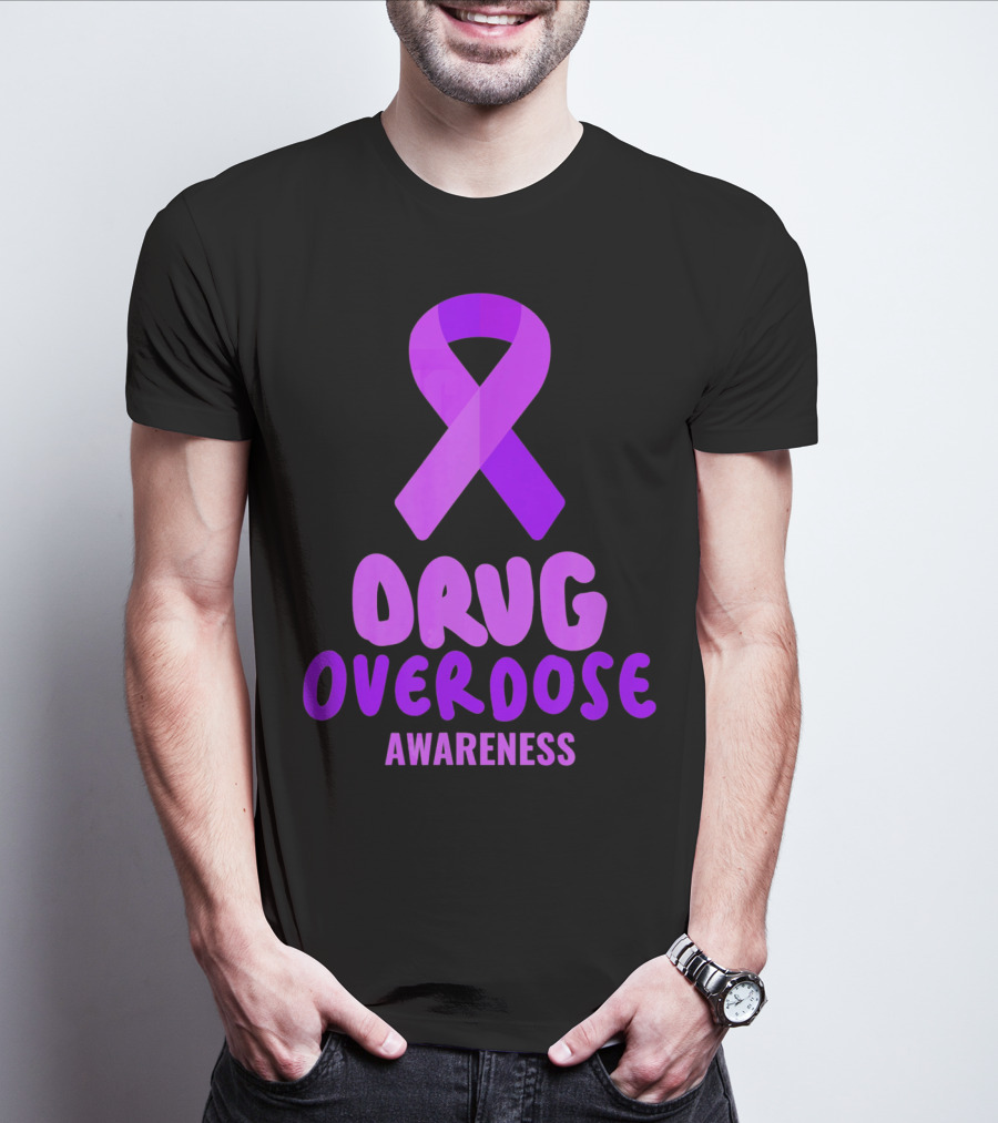 Drug Overdose Awareness Purple Ribbon Awareness T-Shirt