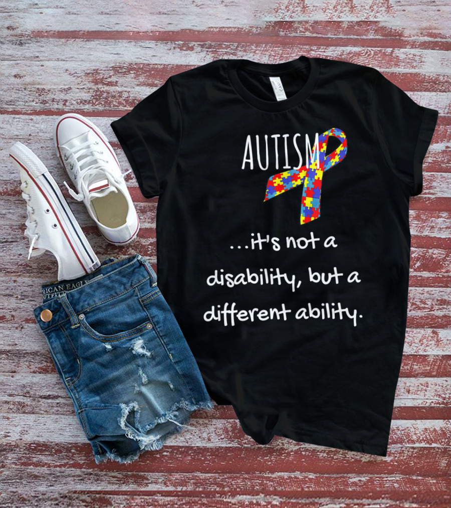 Autism Awareness It's Not A Disability But A Different Ability Puzzle T-Shirt
