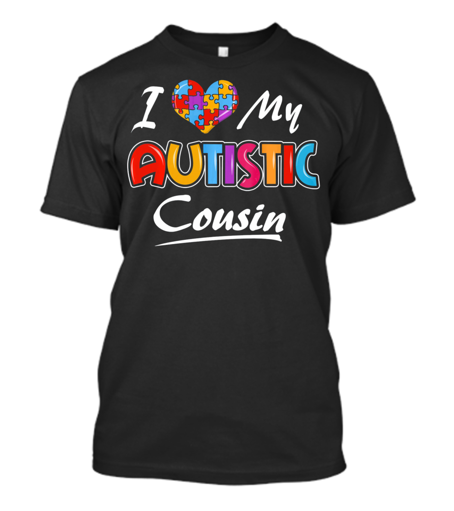 I Love My Autistic Cousin Autism Awareness Puzzle Heart T-Shirt