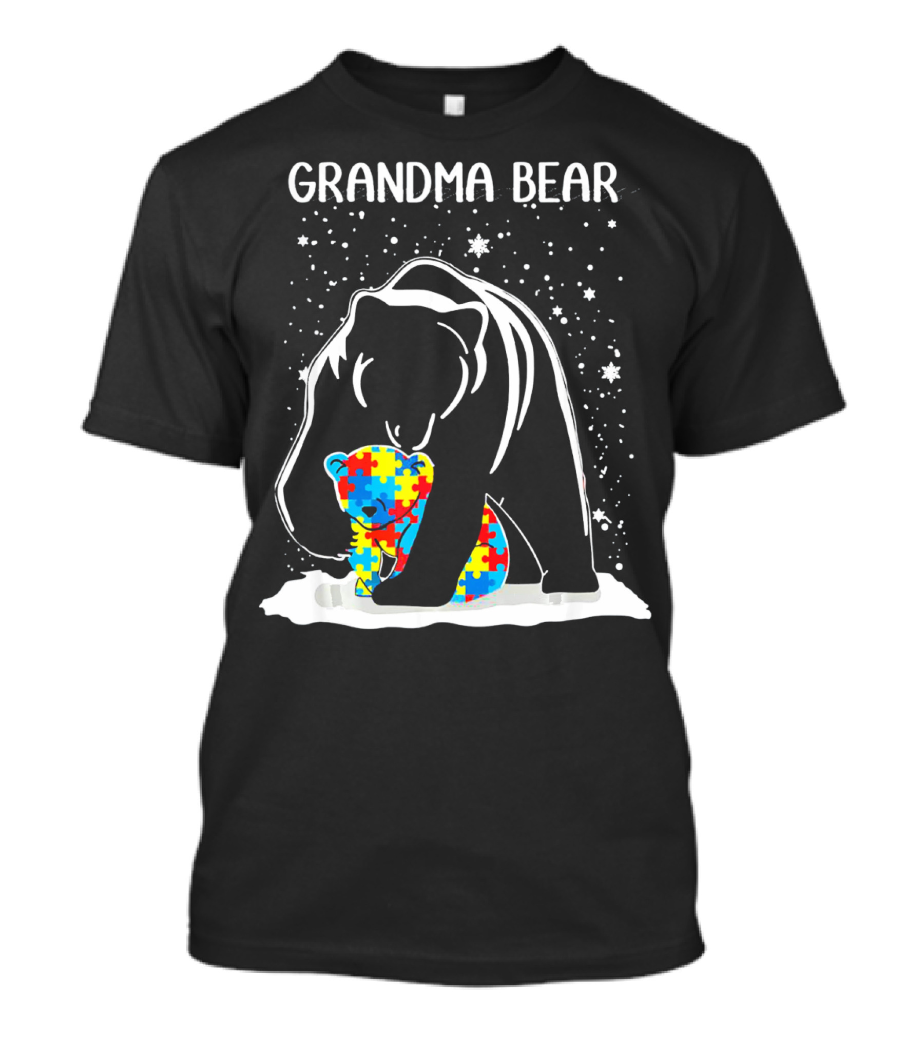 Grandma Bear With Baby Bear Autism Awareness Puzzle T-Shirt