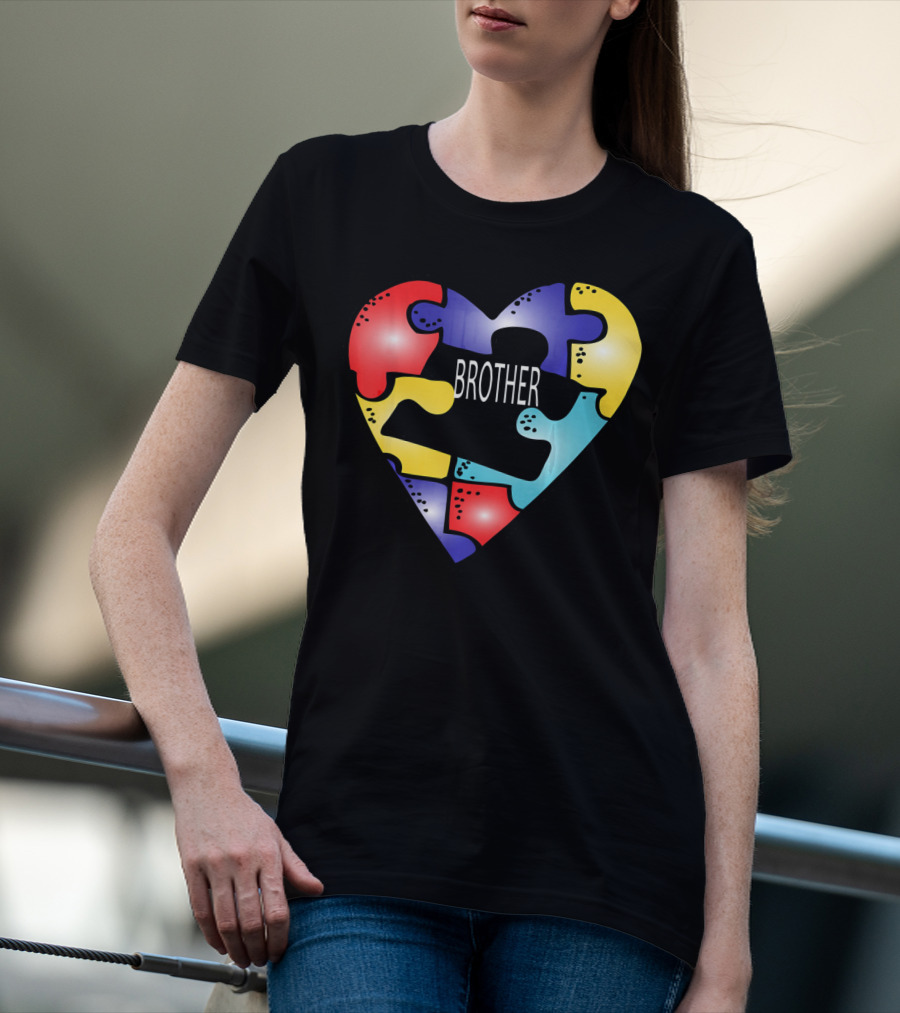 Brother Puzzle Heart Autism Awareness T-Shirt