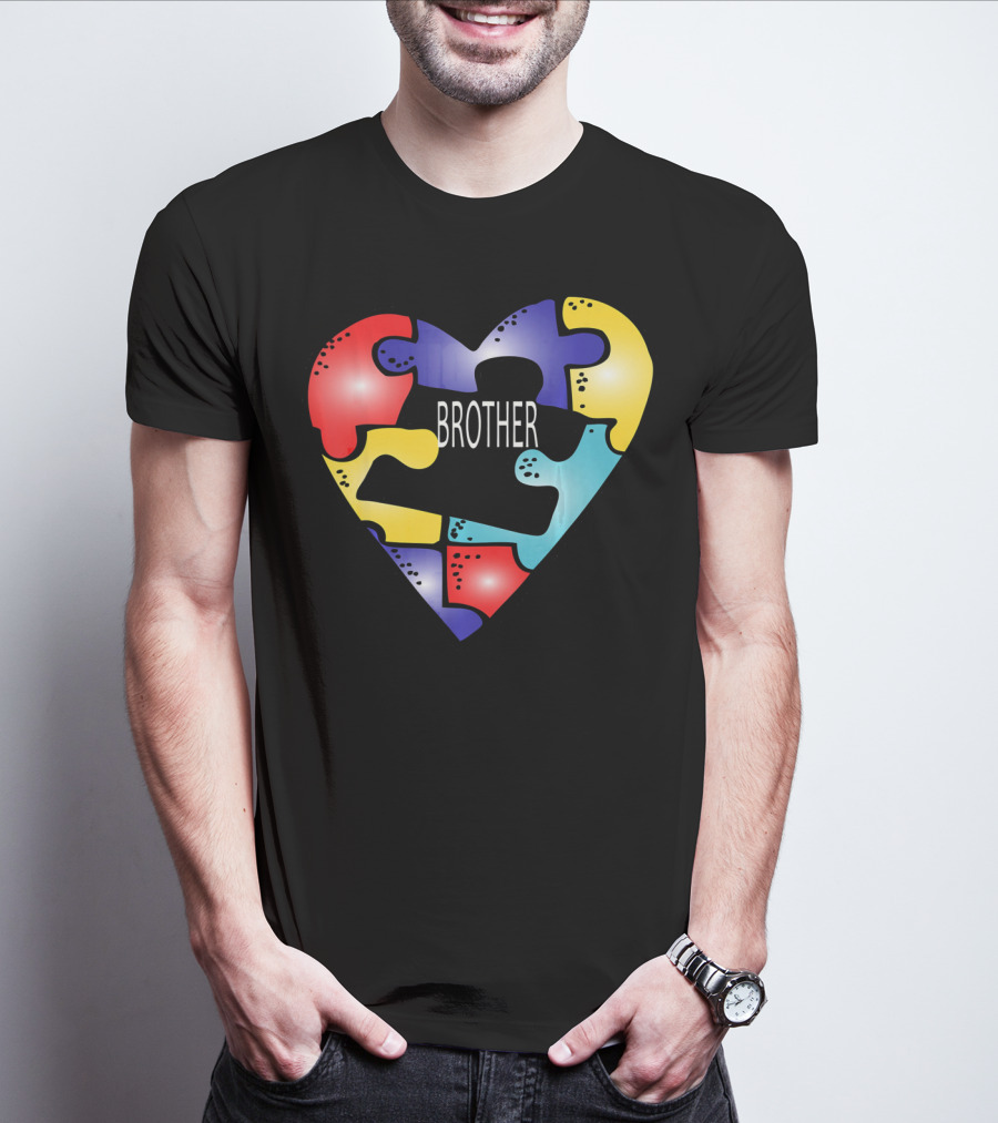 Brother Puzzle Heart Autism Awareness T-Shirt