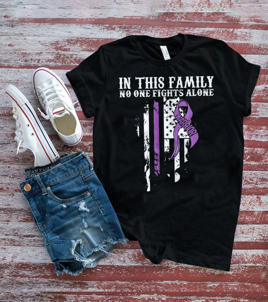 In This Family No One Fights Alone Warrior Epilepsy Awareness T-Shirt