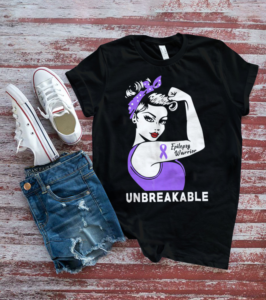 Epilepsy Warrior Unbreakable With Purple T-Shirt