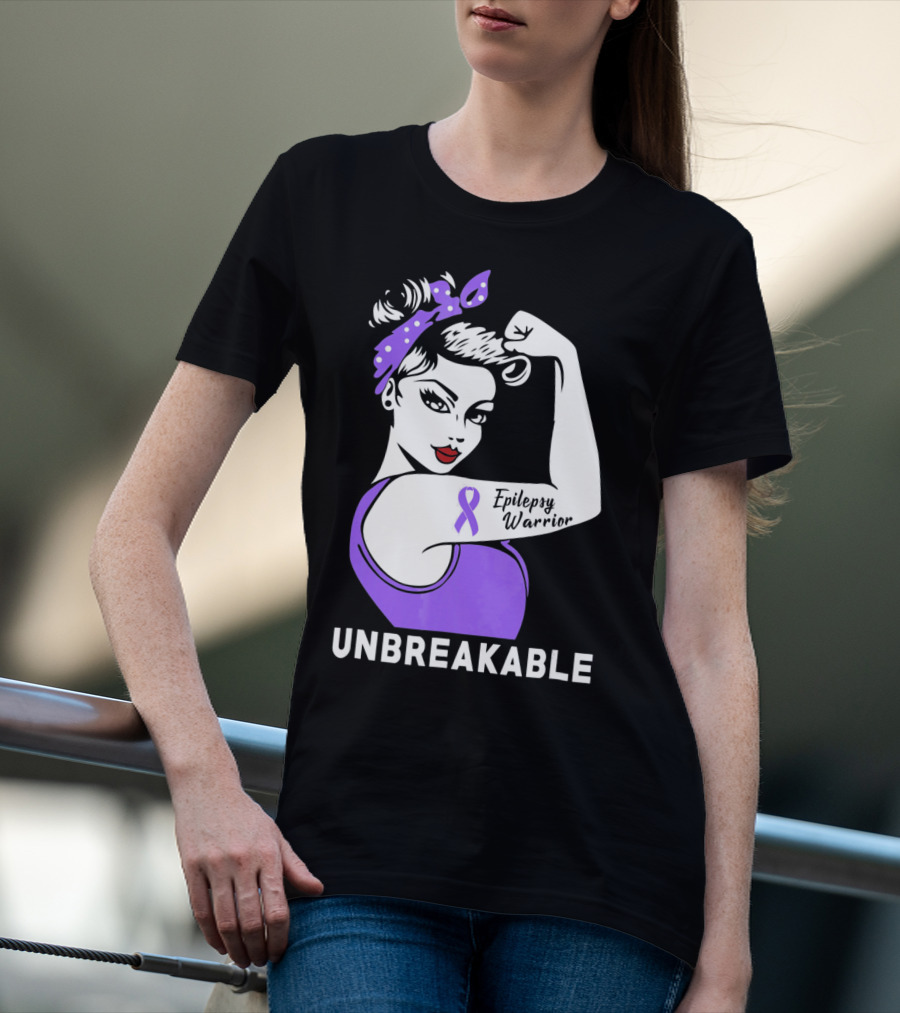 Epilepsy Warrior Unbreakable With Purple T-Shirt
