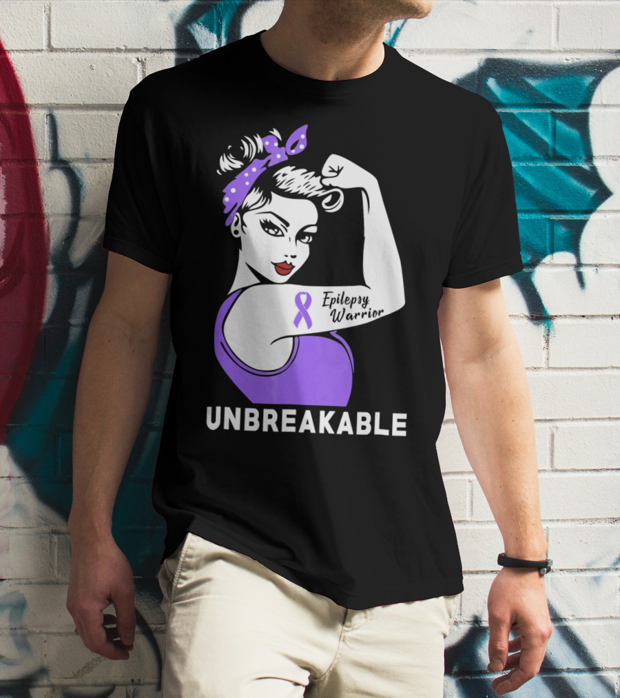 Epilepsy Warrior Unbreakable With Purple T-Shirt