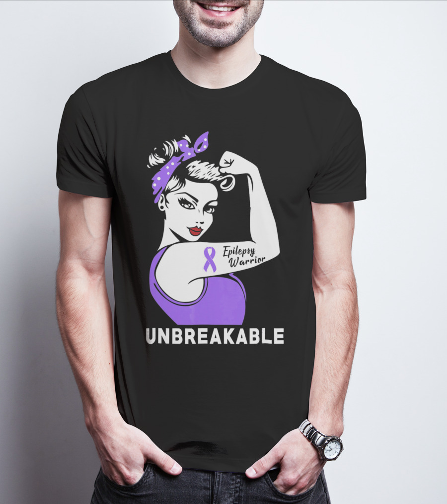 Epilepsy Warrior Unbreakable With Purple T-Shirt