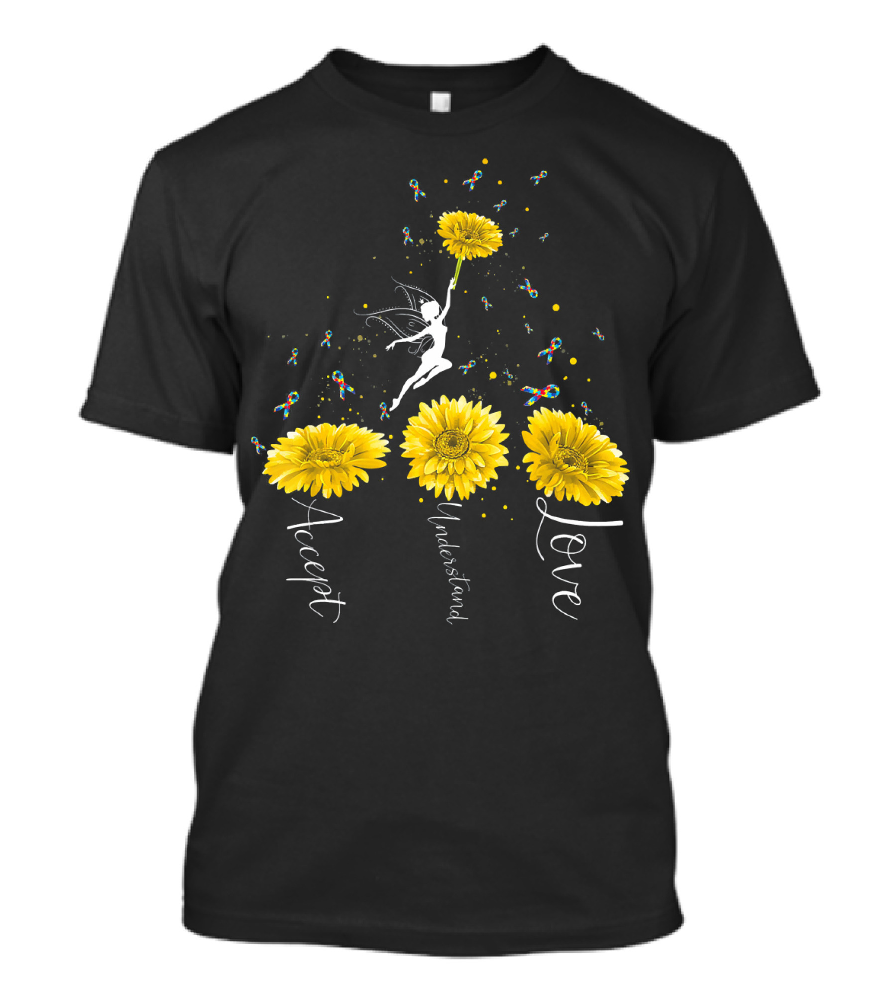 Accept Understand Love Sunflower Autism Awareness Fairy T-Shirt