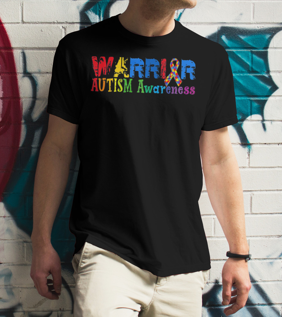 Warrior Autism Awareness Colorful Puzzle T-Shirt