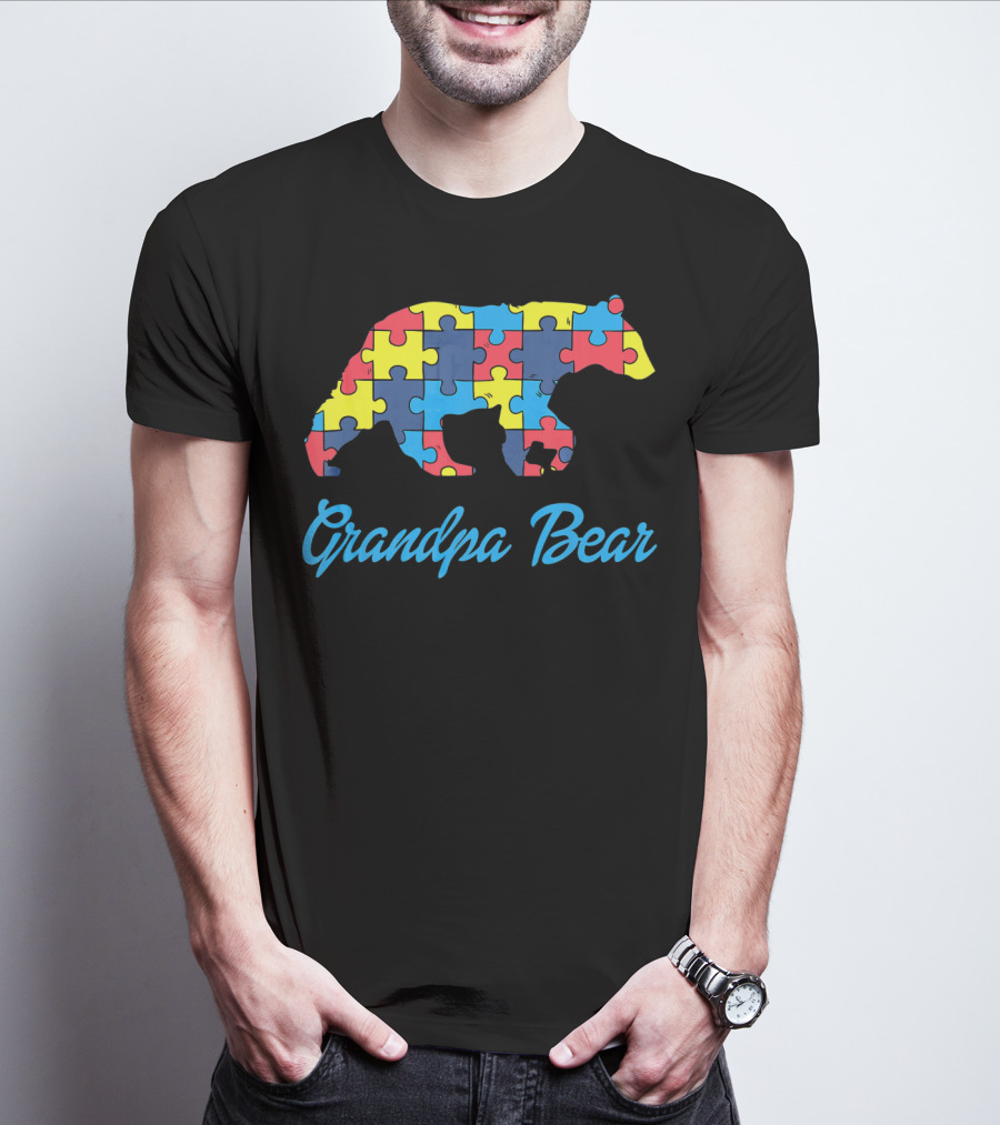 Grandpa Bear Puzzle Autism Awareness T-Shirt