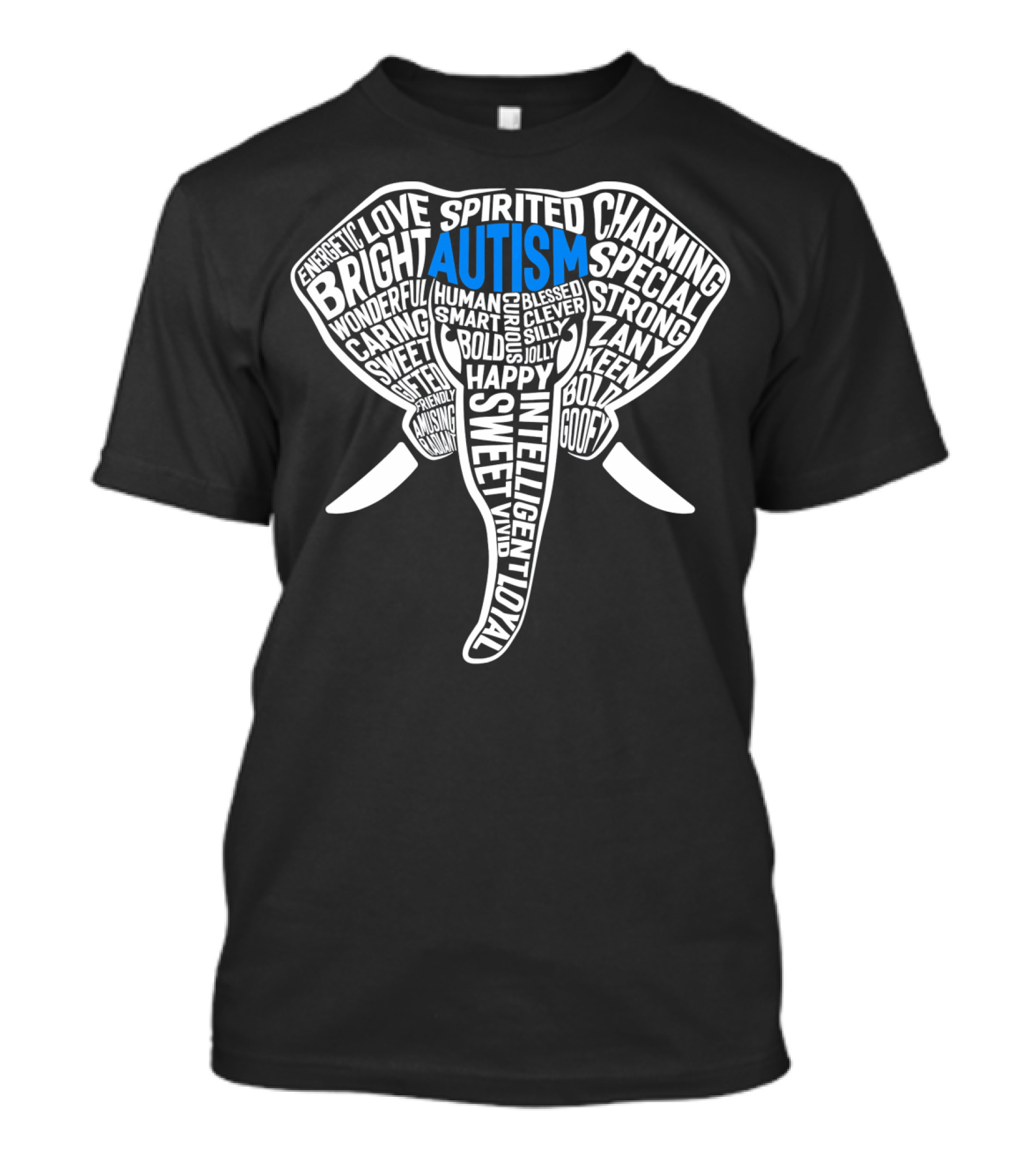 Autism Elephant Words Happy Sweet Bright Spirited Special T-Shirt