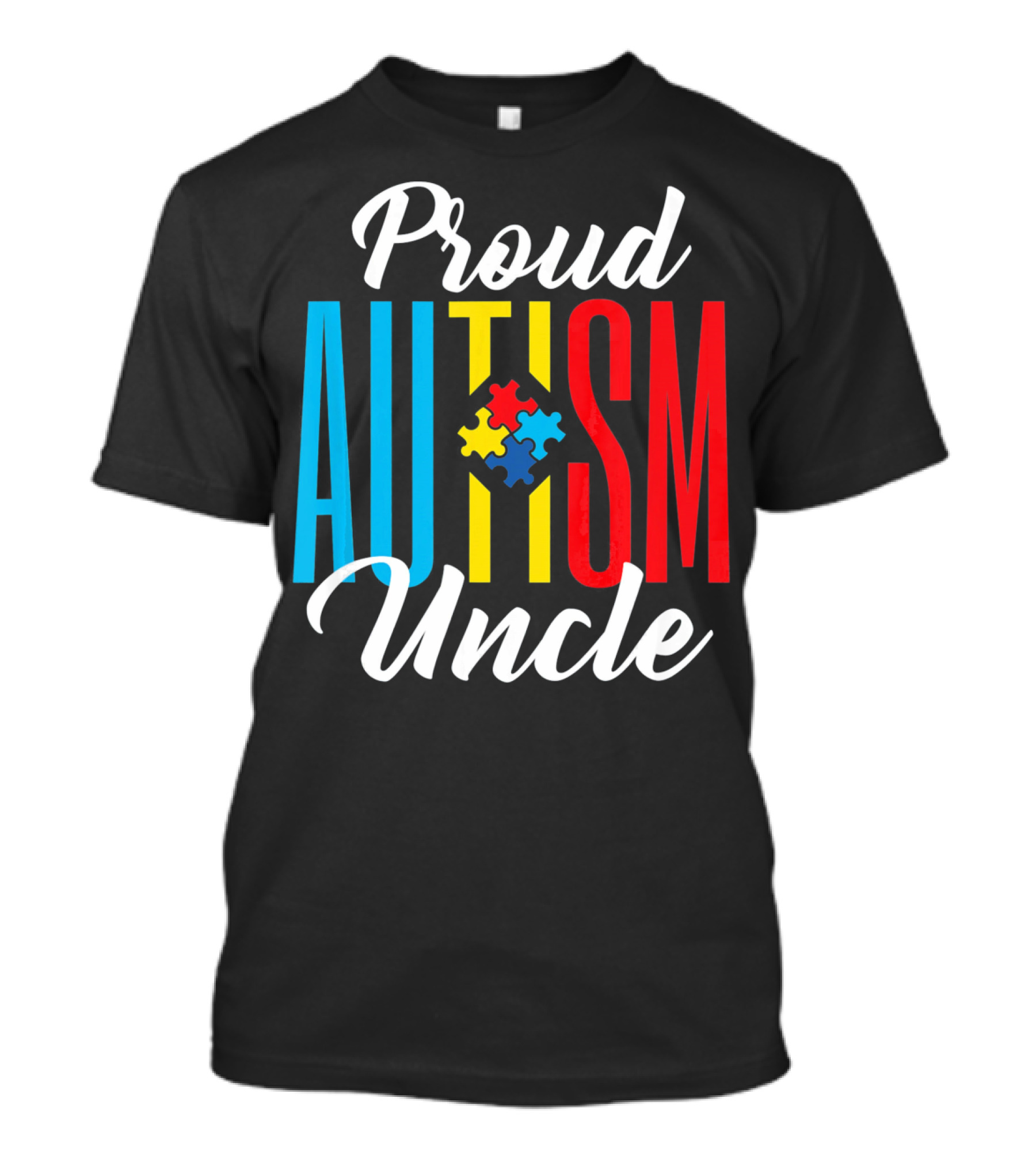Proud Autism Uncle Puzzle Piece Awareness Support T-Shirt
