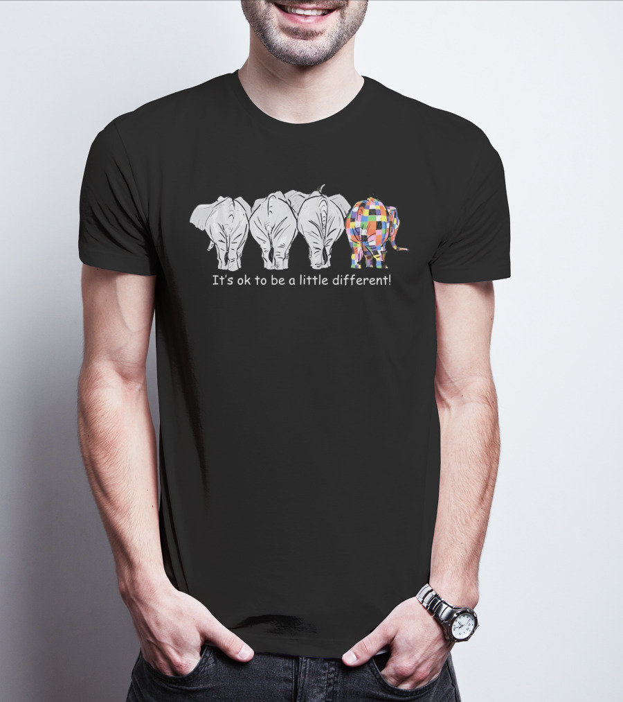 It's Ok To Be A Little Different Autism Colorful Elephant T-Shirt