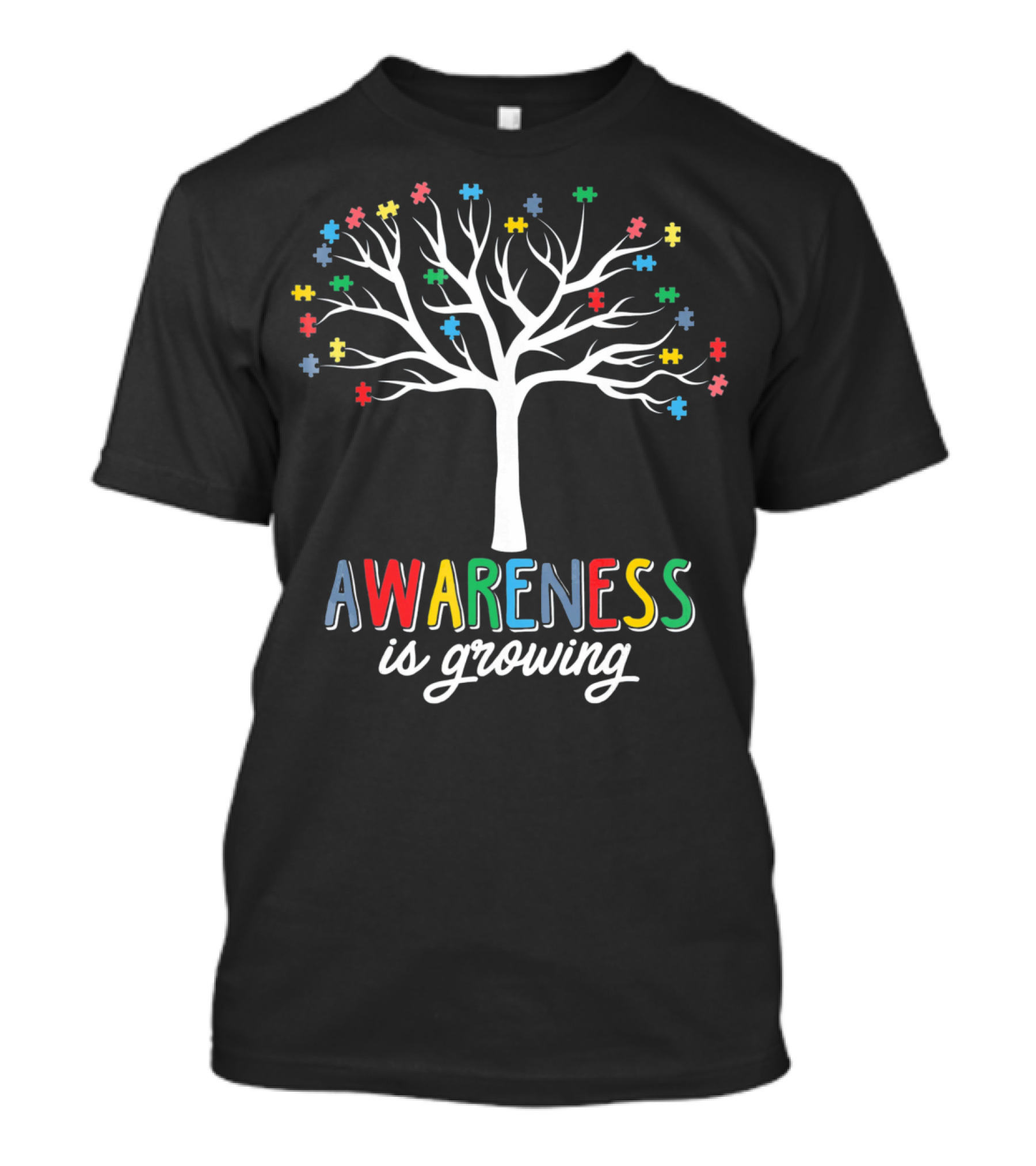 Awareness Is Growing Tree With Colorful Puzzle Pieces T-Shirt