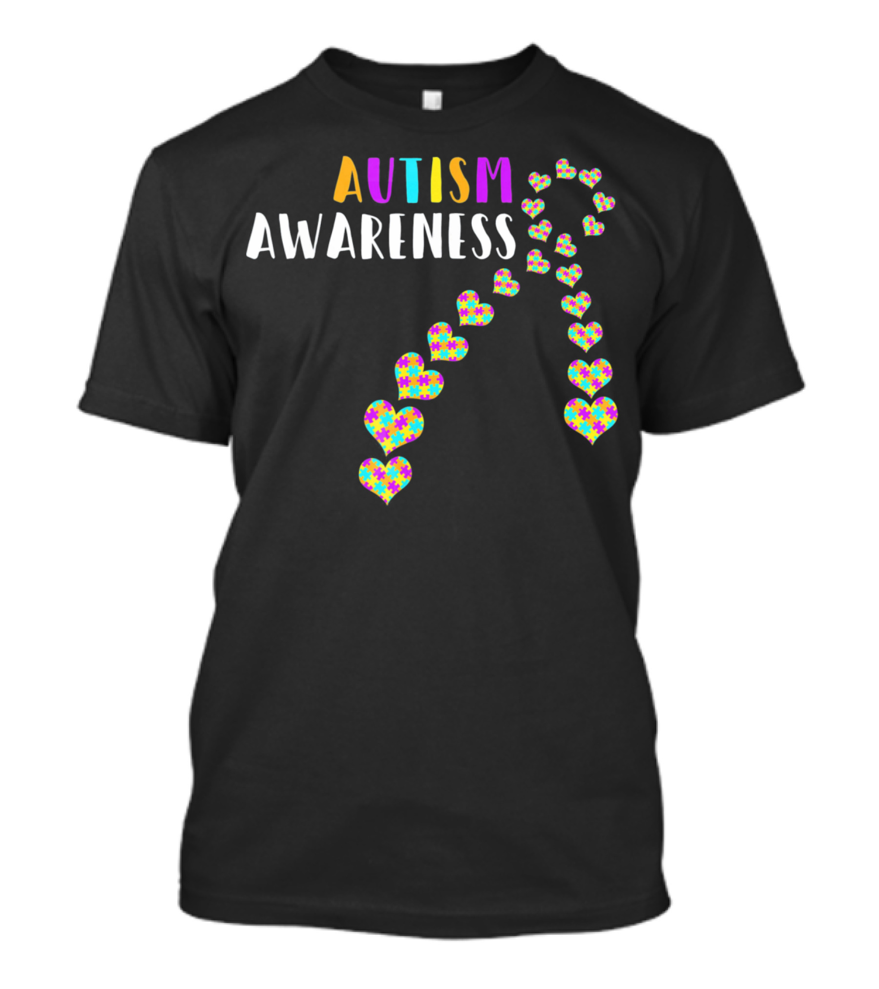 Autism Awareness Ribbon With Heart Puzzle T-Shirt