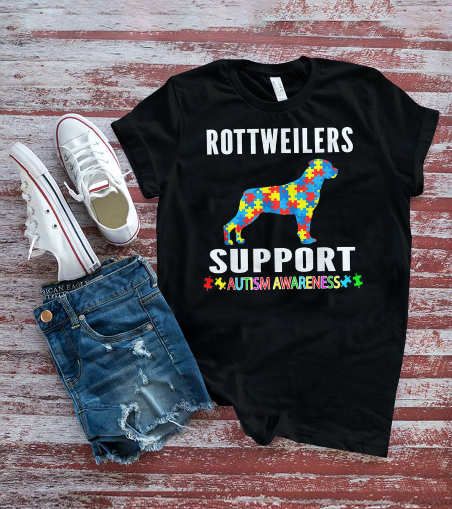 Rottweilers Support Autism Awareness Puzzle Piece T-Shirt