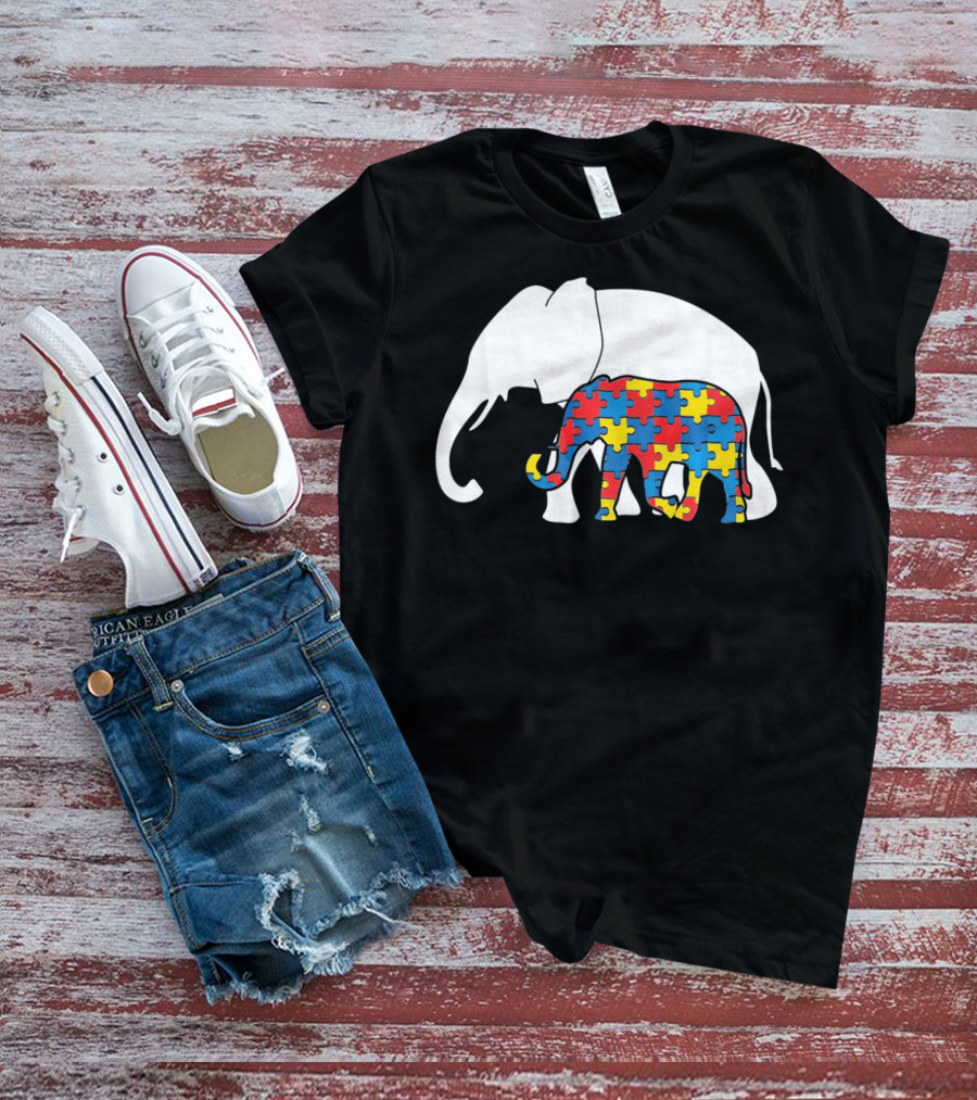 Autism Awareness Puzzle Elephant T-Shirt
